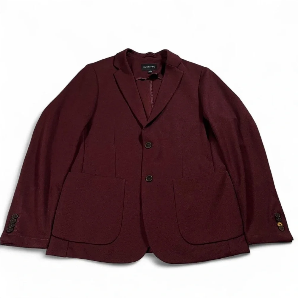 Frank‎ & Oak Men’s Blazer Size 38 Burgundy Knit Two Button Jacket